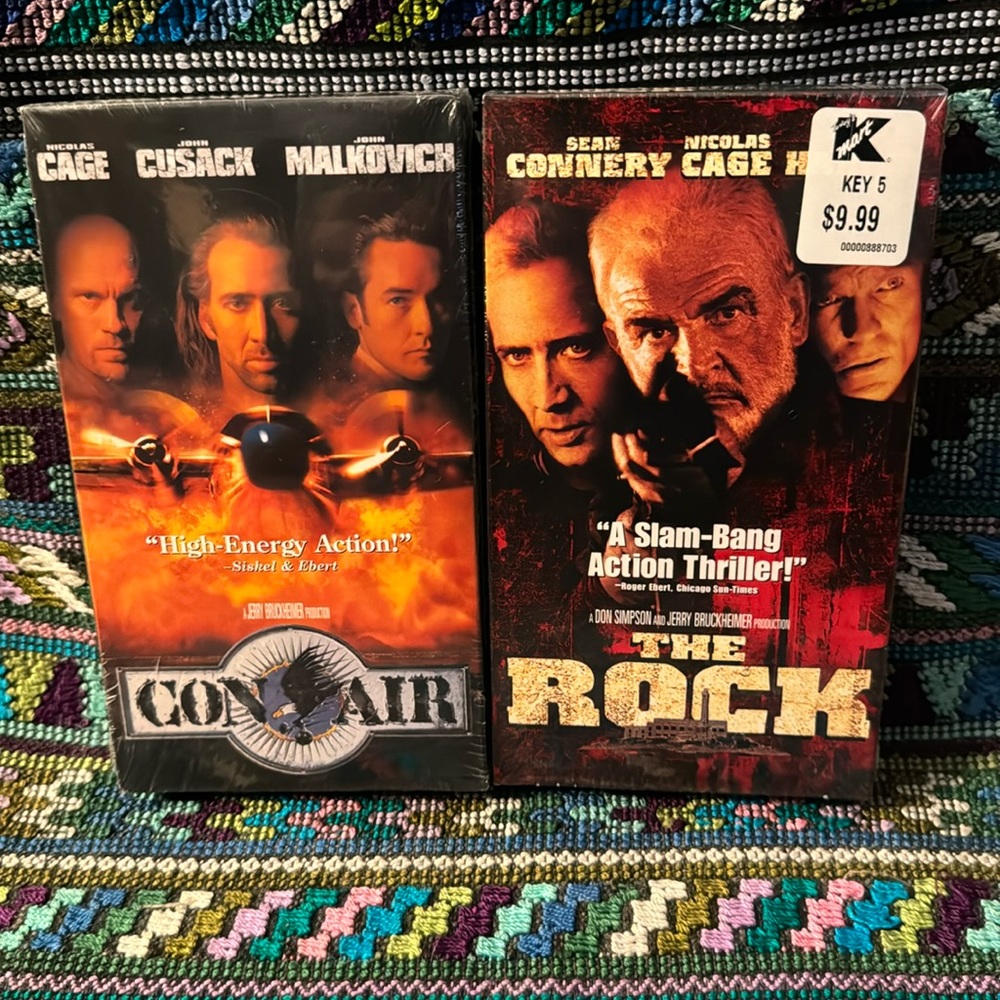 📼 CON AIR & THE ROCK 📼 Unopened VHS. Original factory sealed Action movies lot